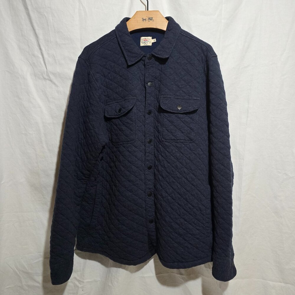 Faherty Men's Epic Cotton Blend Fleece Quilted Jacket - Navy Melange - Sz L*